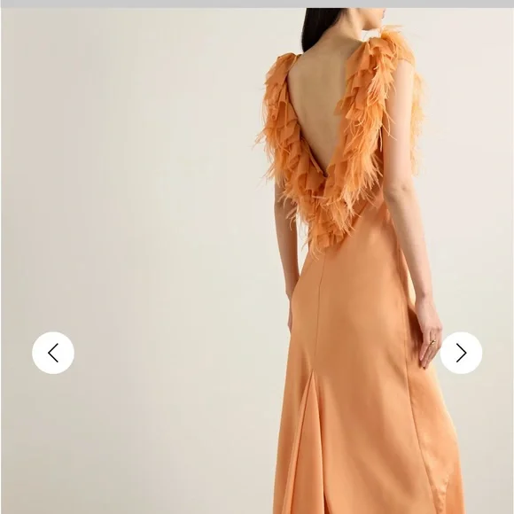 Elegant Orange Feathered Dress - Picture 3 of 5